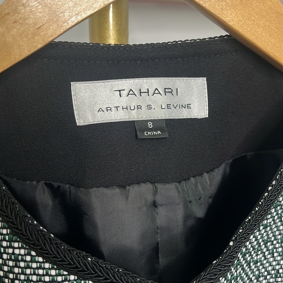 Tahari Arthur S. Levine braided trim green and black suit jacket size 8 - Picture 4 of 11